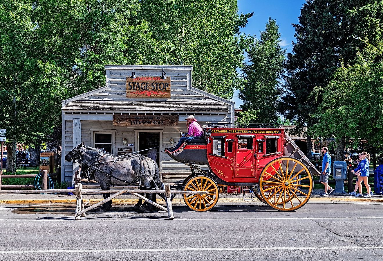 Stage Stop in downtown Jackson, Wyoming. Image credit randy andy via Shutterstock