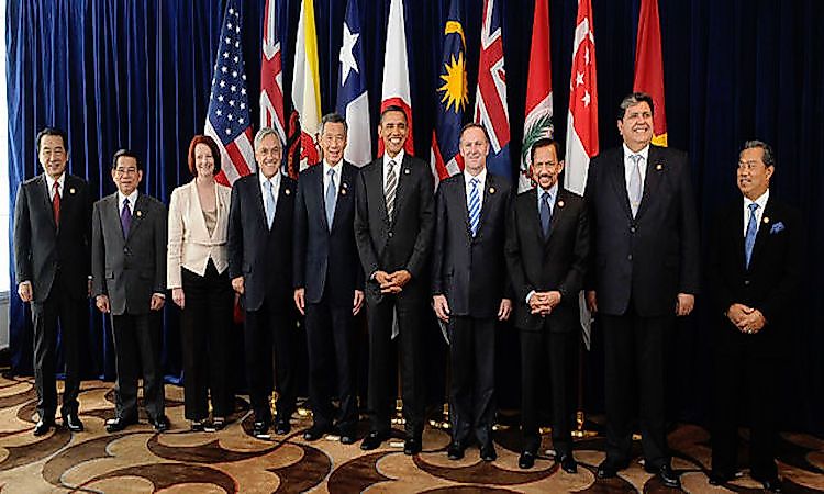 Leaders of prospective member states at a TPP summit in 2010.