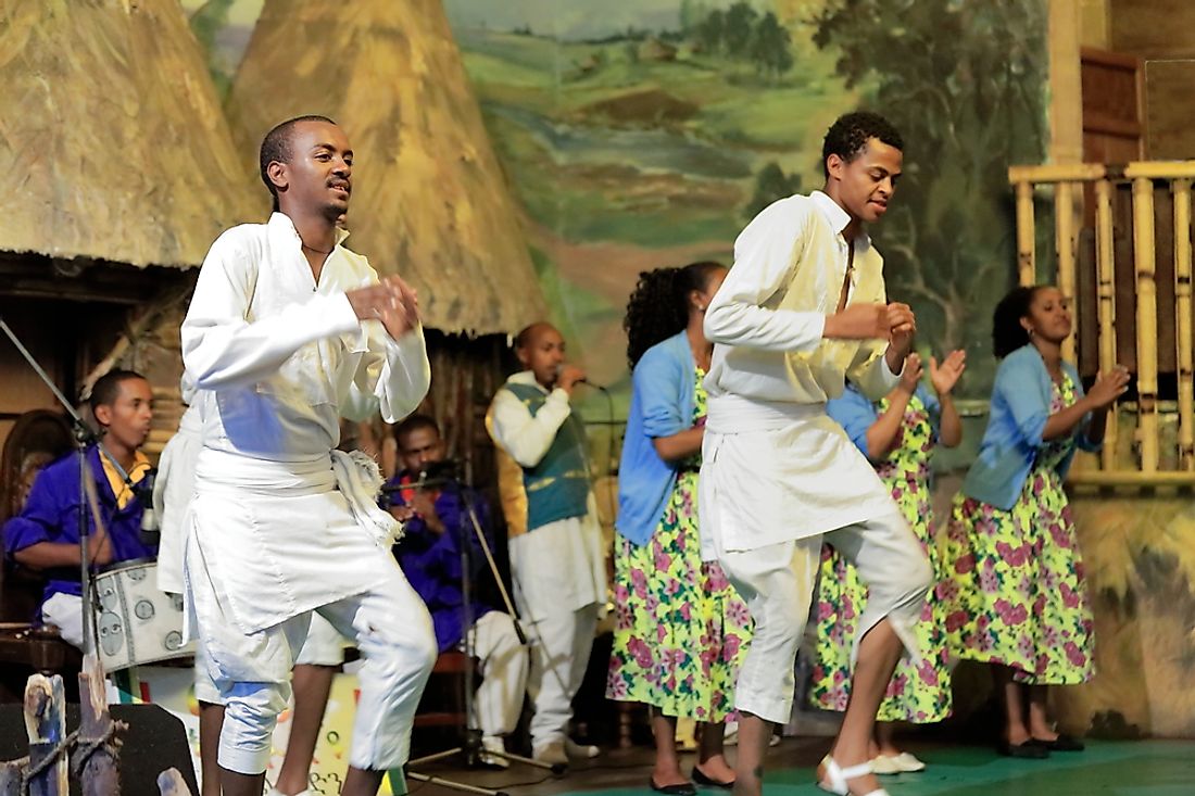 Traditional Ethiopian dancers. Editorial credit: rweisswald / Shutterstock.com. 