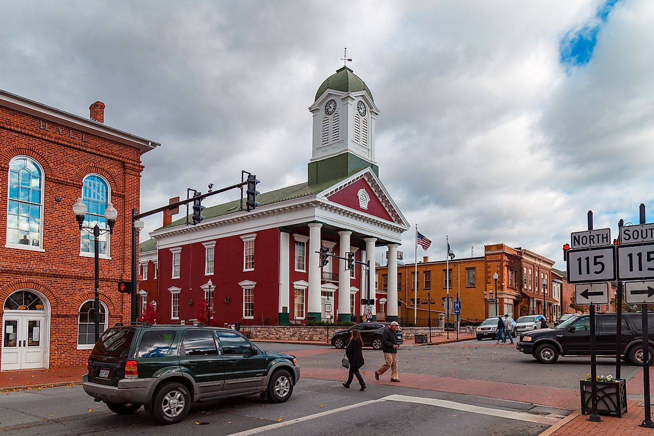 The historic courthouse is in the downtown area of Charles Town, West Virginia. Editorial credit: George Sheldon / Shutterstock.com