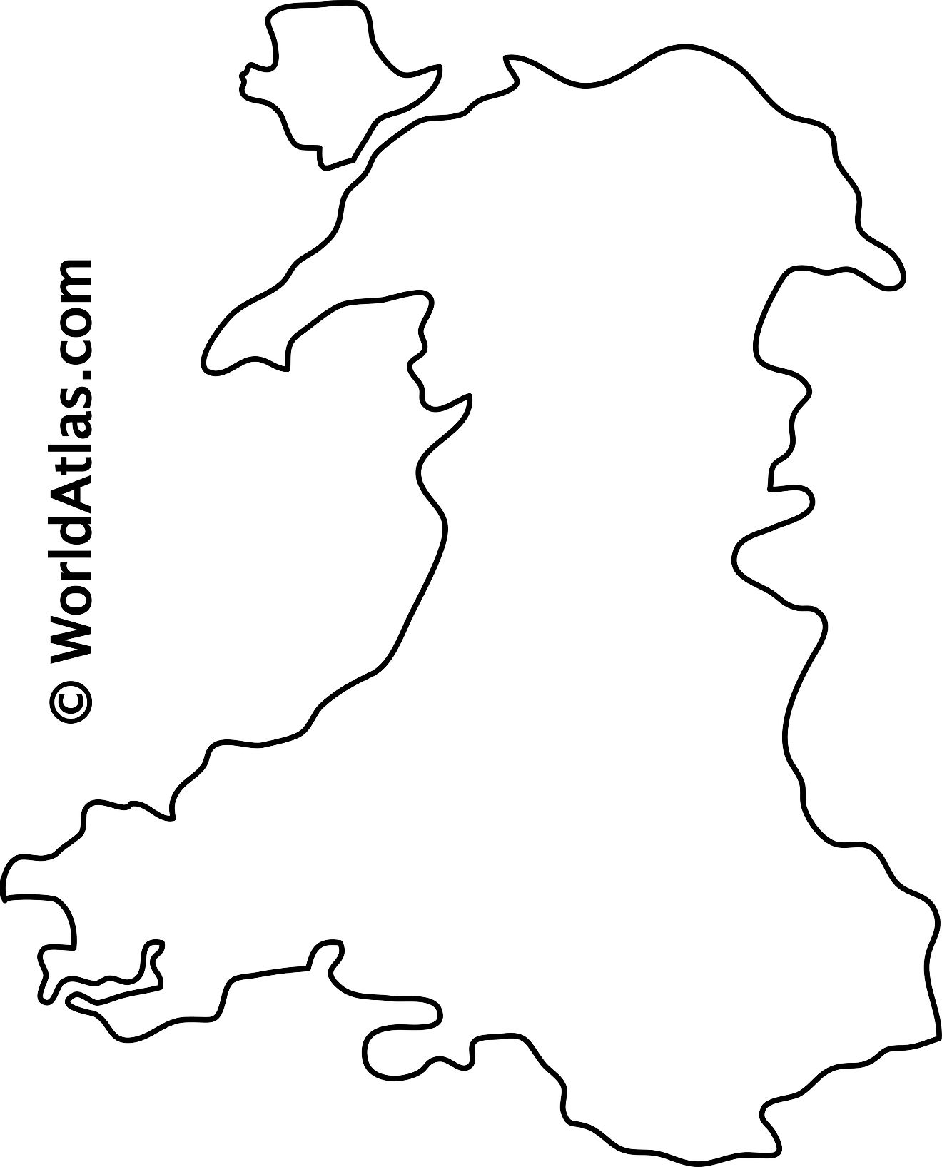 Blank Outline Map of Wales
