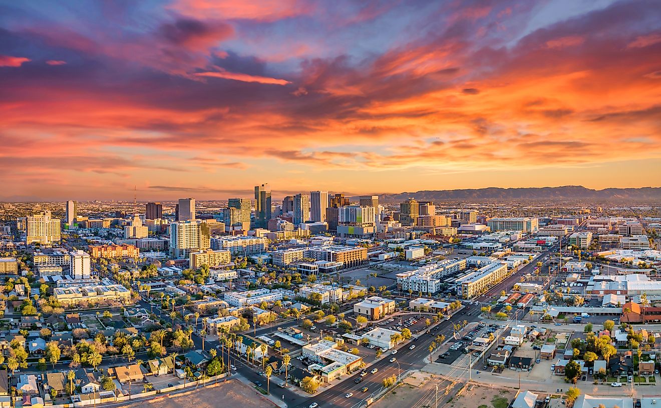 The skyline of Phoenix in Arizona.
