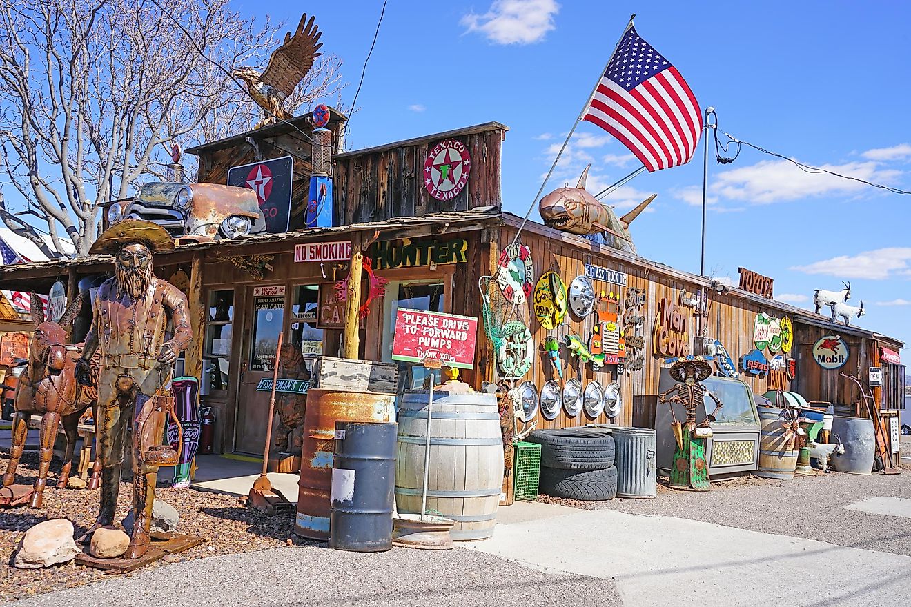 COTTONWOOD, AZ -22 FEB 2018- View of vintage signs in historic Old Town Cottonwood, in Yavapai County, Arizona.