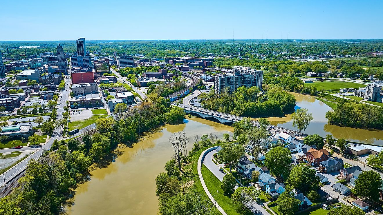 Aerial view of Fort Wayne, Indiana. 