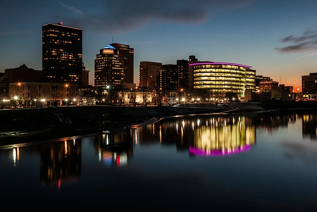 The skyline of Dayton, Ohio. 