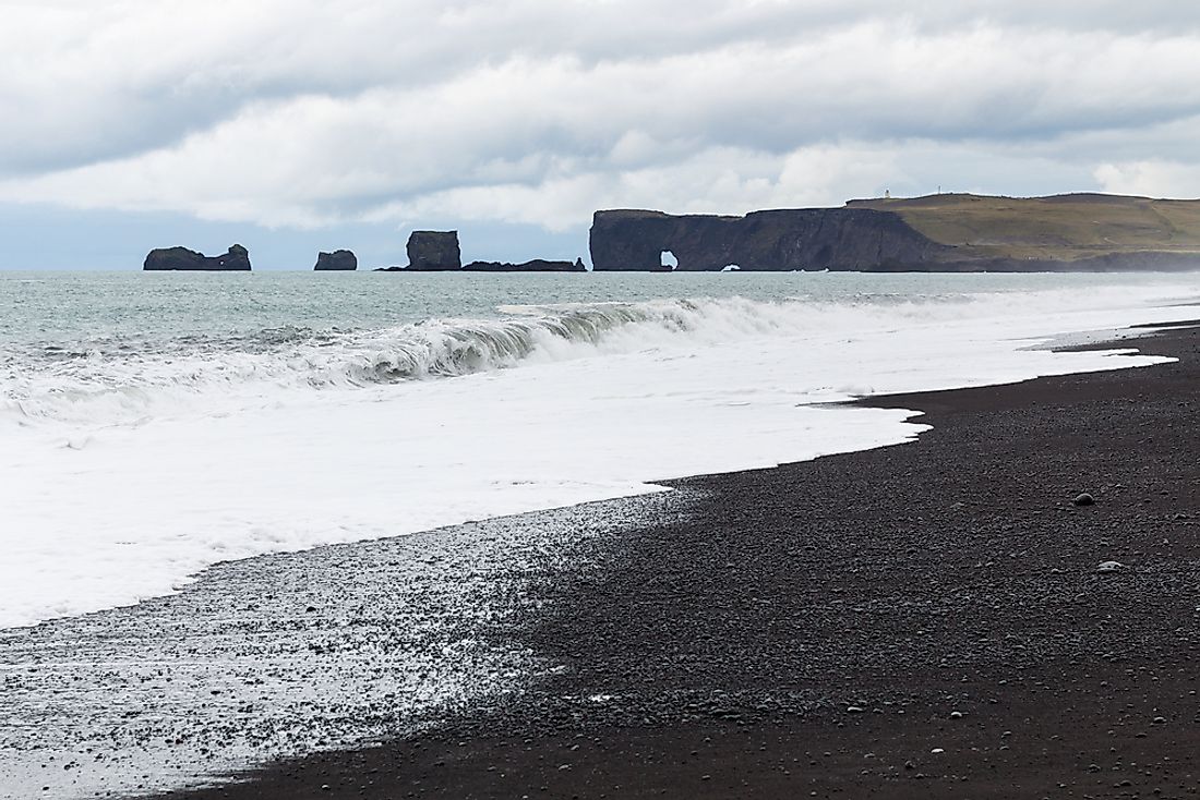 Iceland's Katla Geopark is popular for its black sandy beaches.