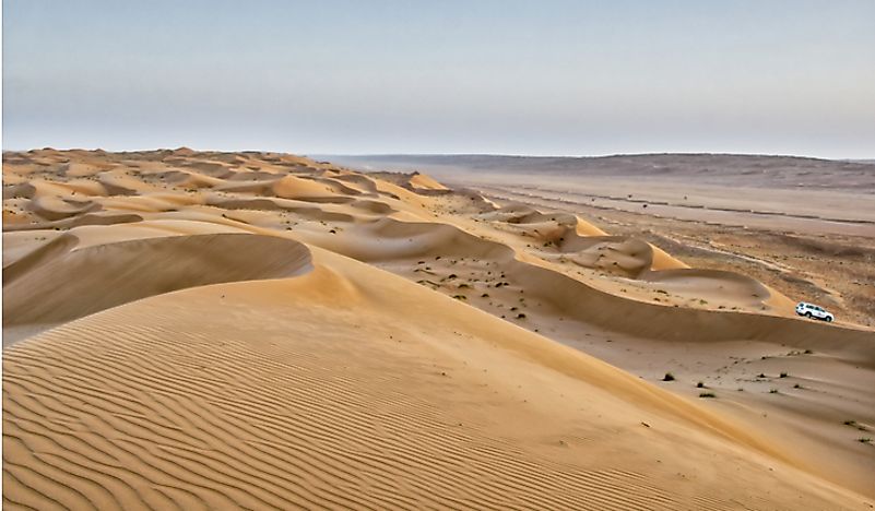 Linear sand dunes in Oman. 