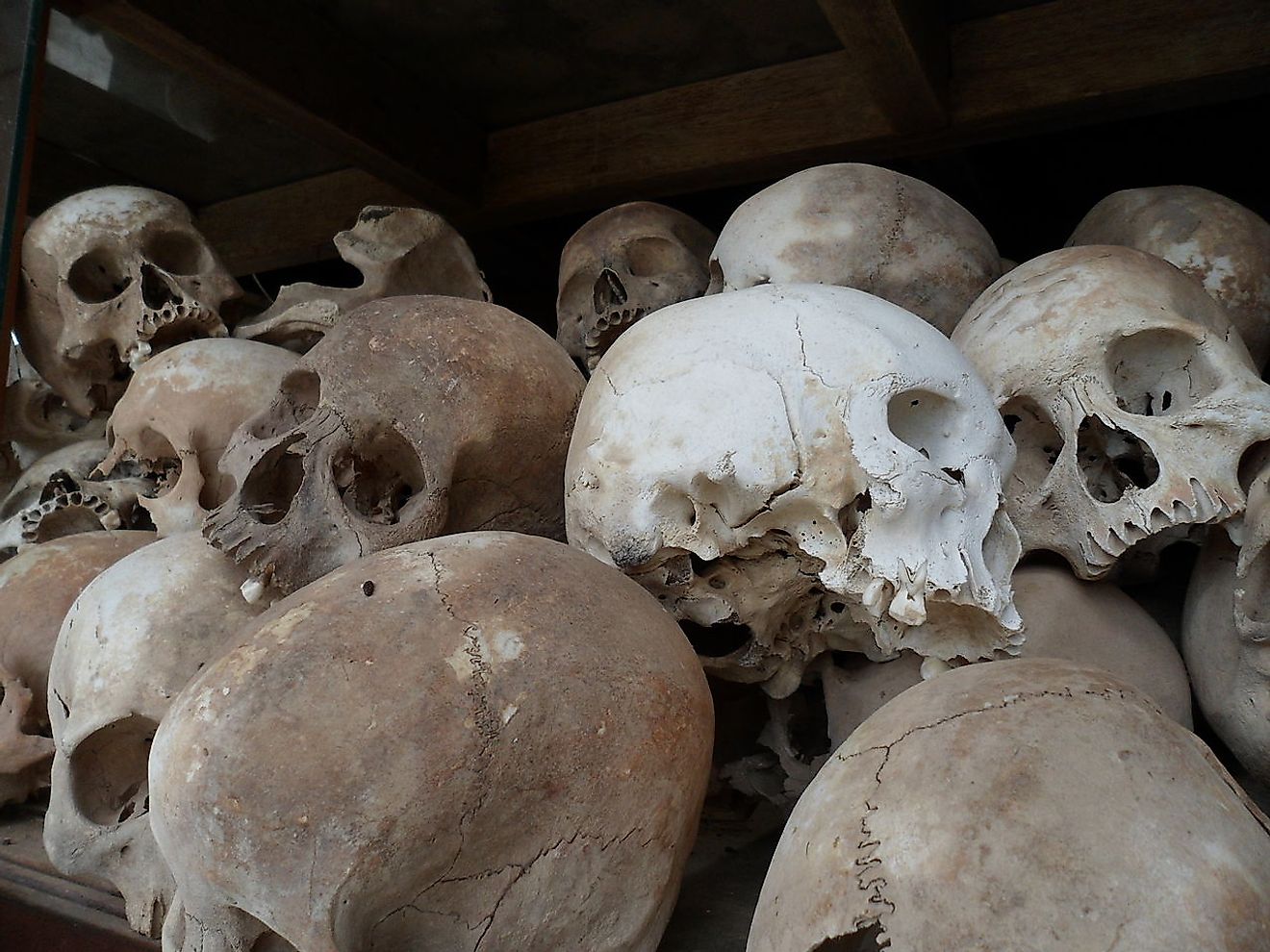 Skulls of victims of the Cambodian genocide. Image credit: Sigmankatie/Wikimedia.org