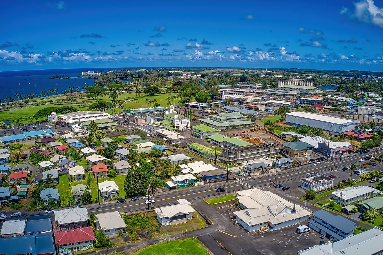 Aerial view of Hilo, Hawaii.