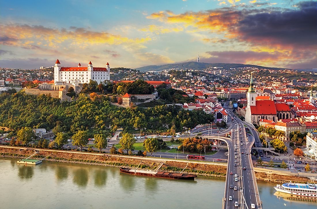 The city of Bratislava is situated along the Danube river.