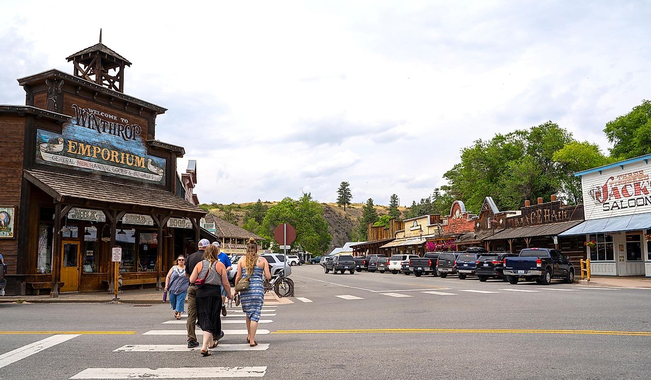 Street view of downtown Winthrop, Washington.