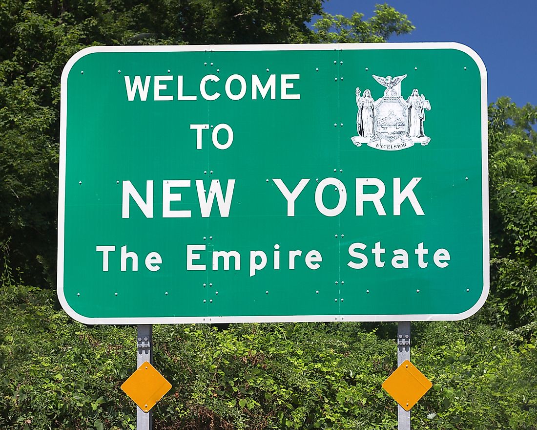 "Welcome to New York" sign.