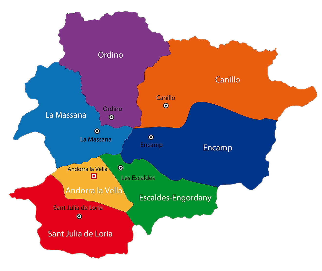 Parishes Of Andorra Map 