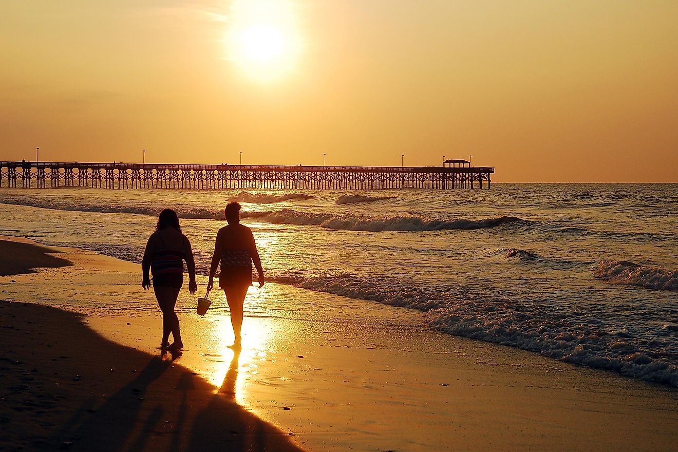 A sunrise stroll along the shore in Myrtle Beach, South Carolina