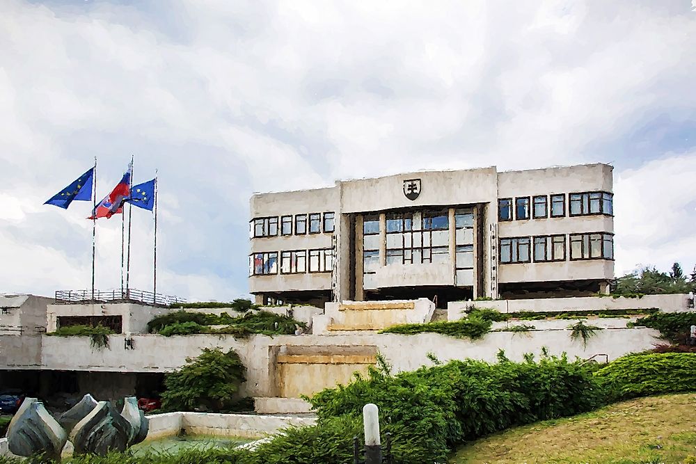House of parliament in Bratislava, Slovakia.