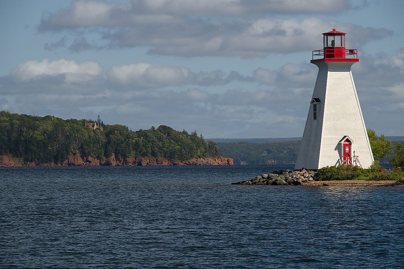 Kidston Island Lighthouse along the shores of the Bras d'Or Lake.