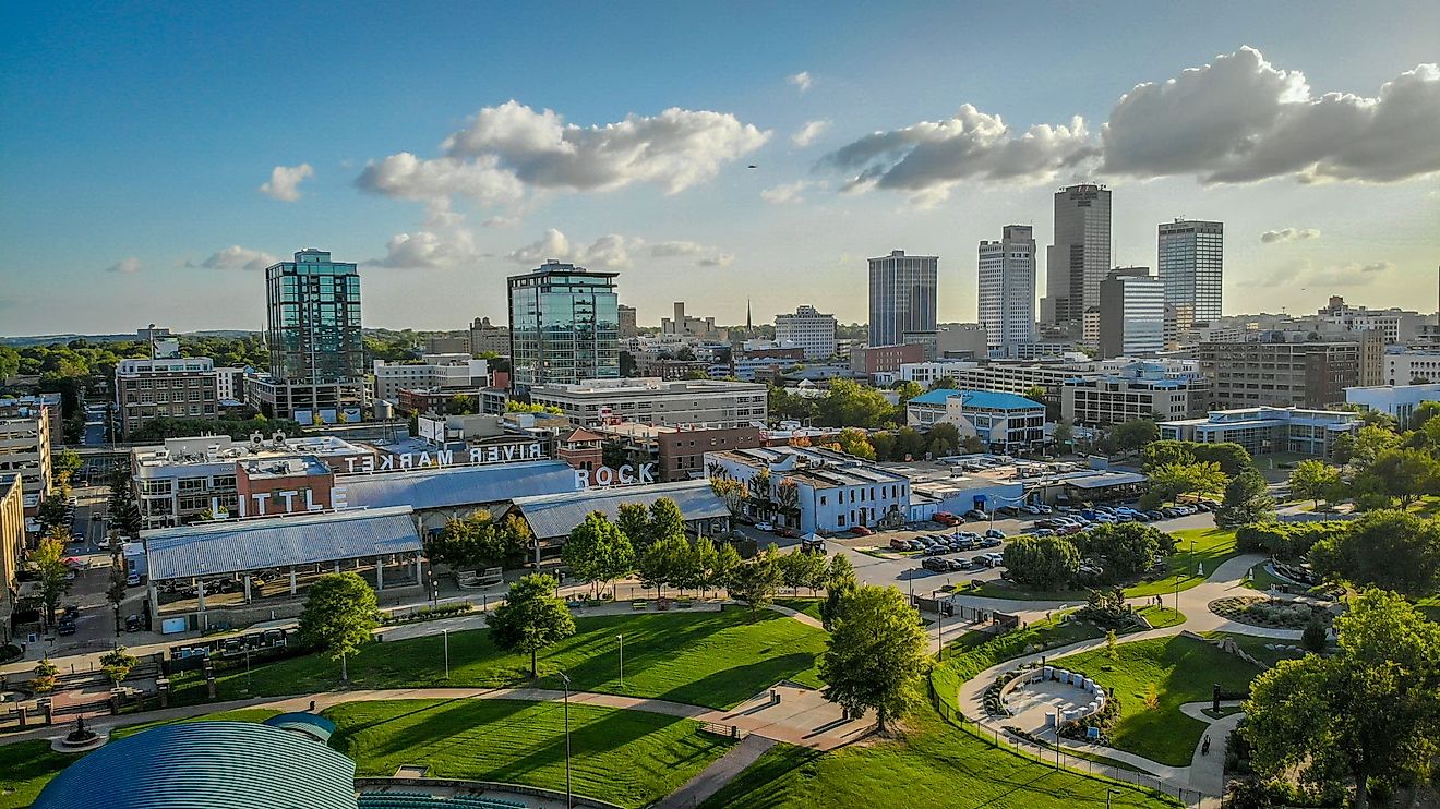 Skyline of downtown Little Rock, Arkansas. Editorial credit: Eduardo Medrano / Shutterstock.com
