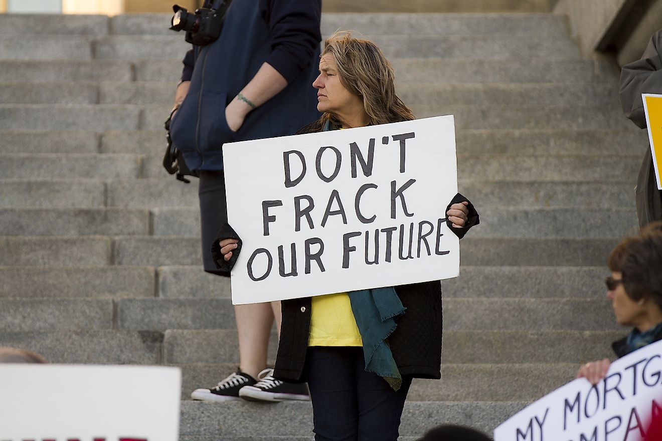 BOISE, IDAHO/USA - FEBRUARY 22, 2016: Protesters asking for others to not frack their future. Image credit: txking/Shutterstock.com