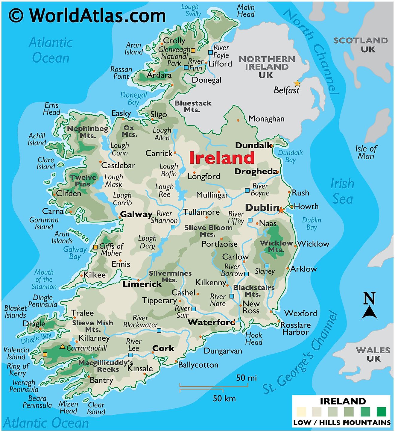 tourist map of ireland with counties