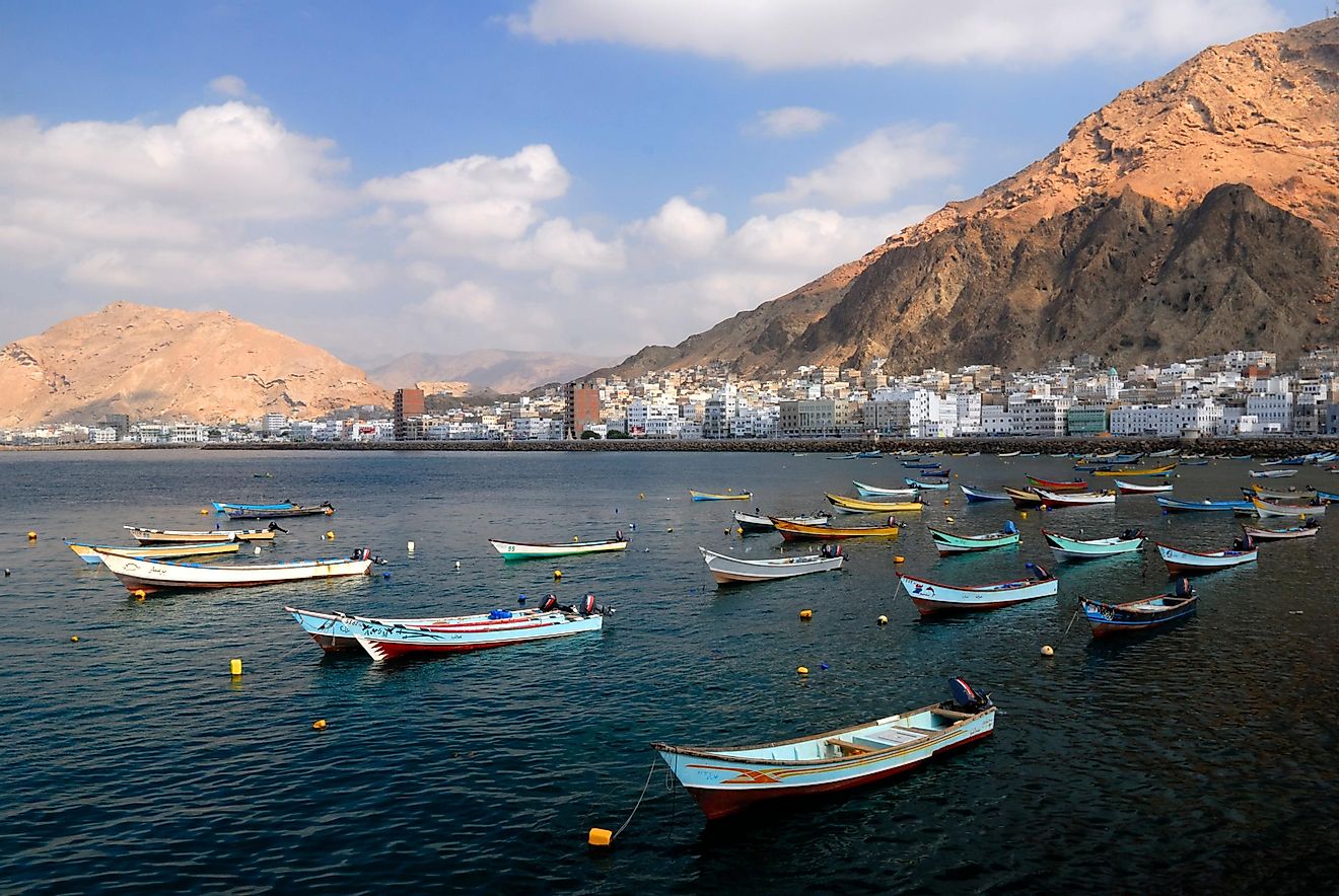 The Fishing Town of Al Mukalla in Yemen on the coast of the Gulf of Aden.
