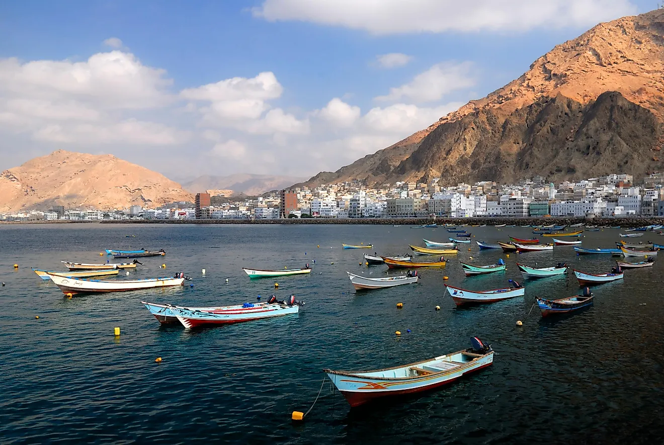 The Fishing Town of Al Mukalla in Yemen on the coast of the Gulf of Aden.