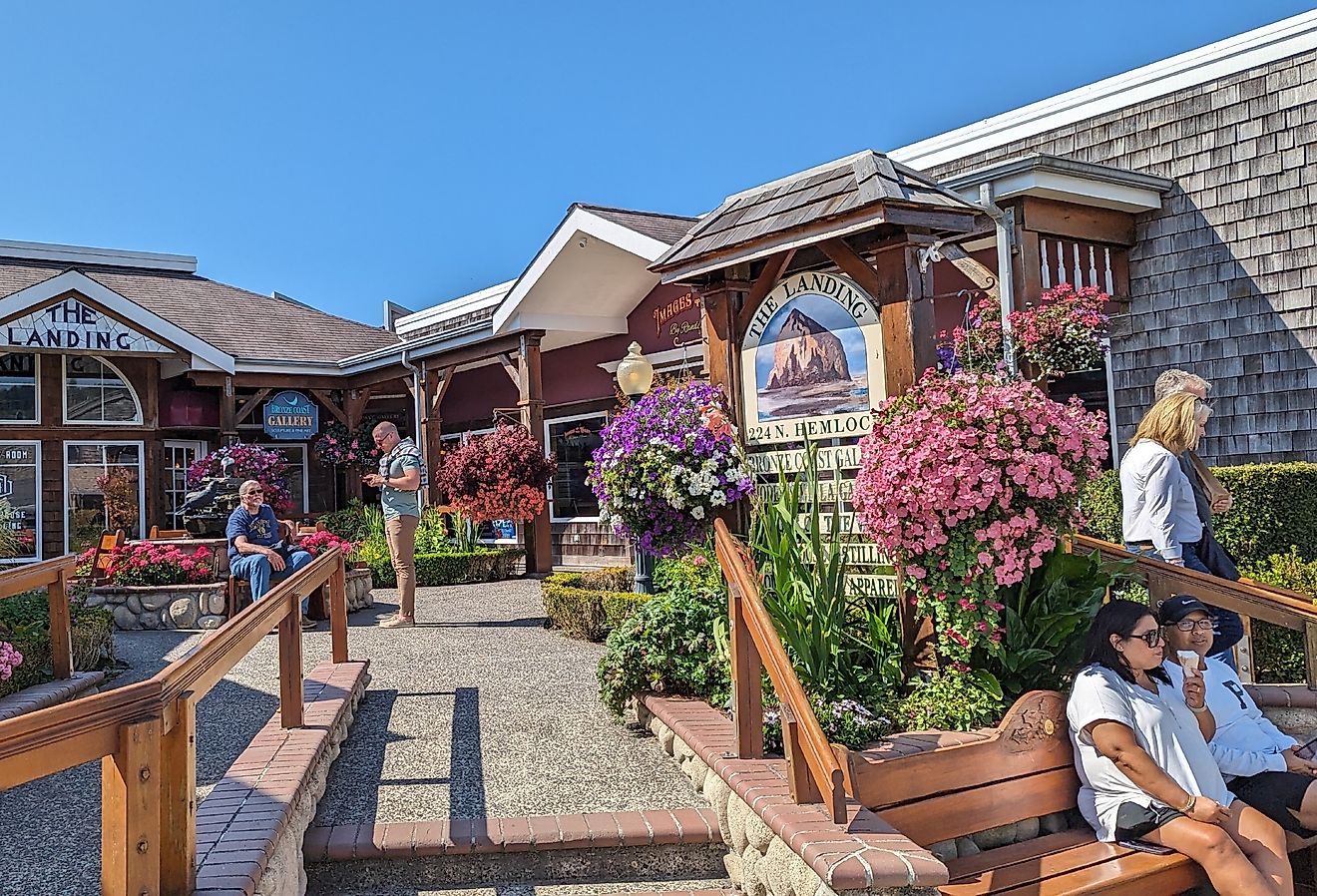 The Landing shopping center in downtown Cannon Beach, Oregon. Image credit quiggyt4 via Shutterstock