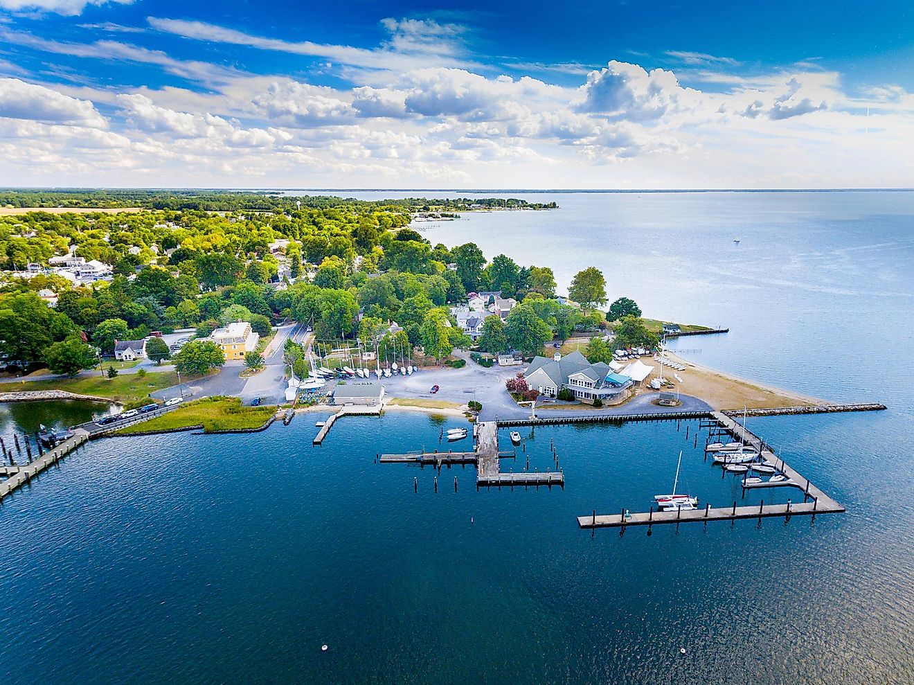 Aerial view of Oxford, Maryland.