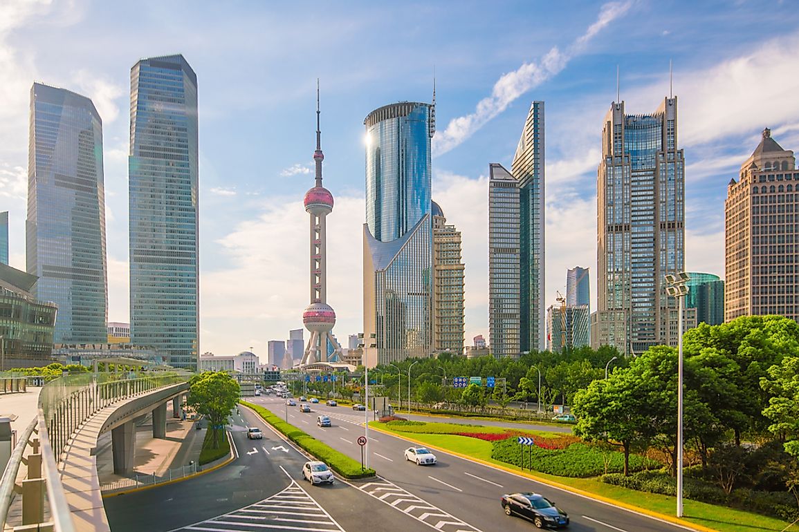 Shanghai, China, is known for its extensive and somewhat futuristic skyline. 