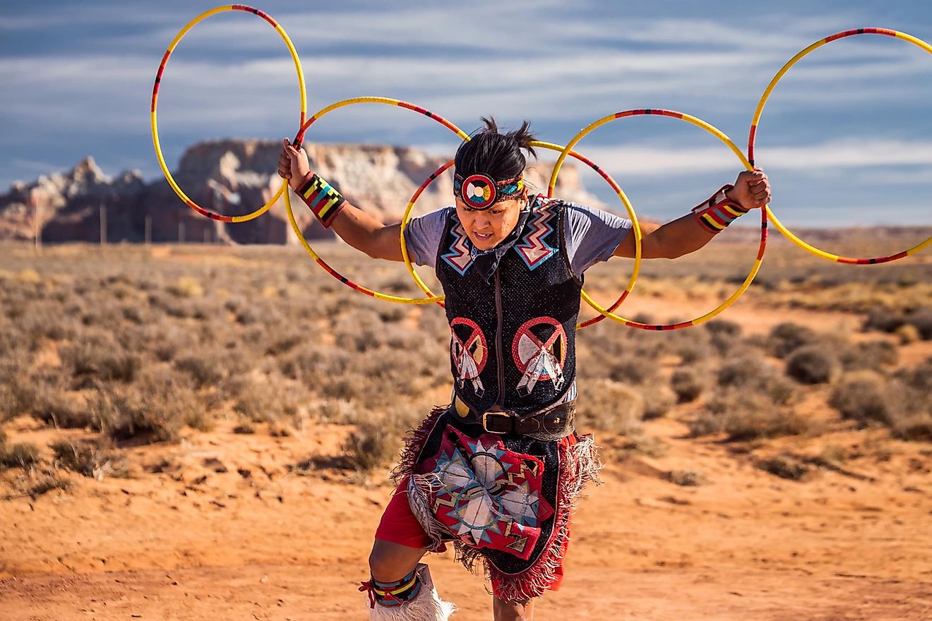 Navajo Warrior Performs Raditional Dance Near Paige Arizona, USA