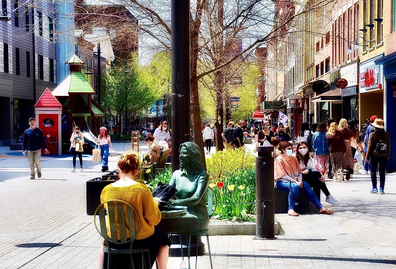 Street View in downtown Ithaca, New York. Image credit PQK via Shutterstock