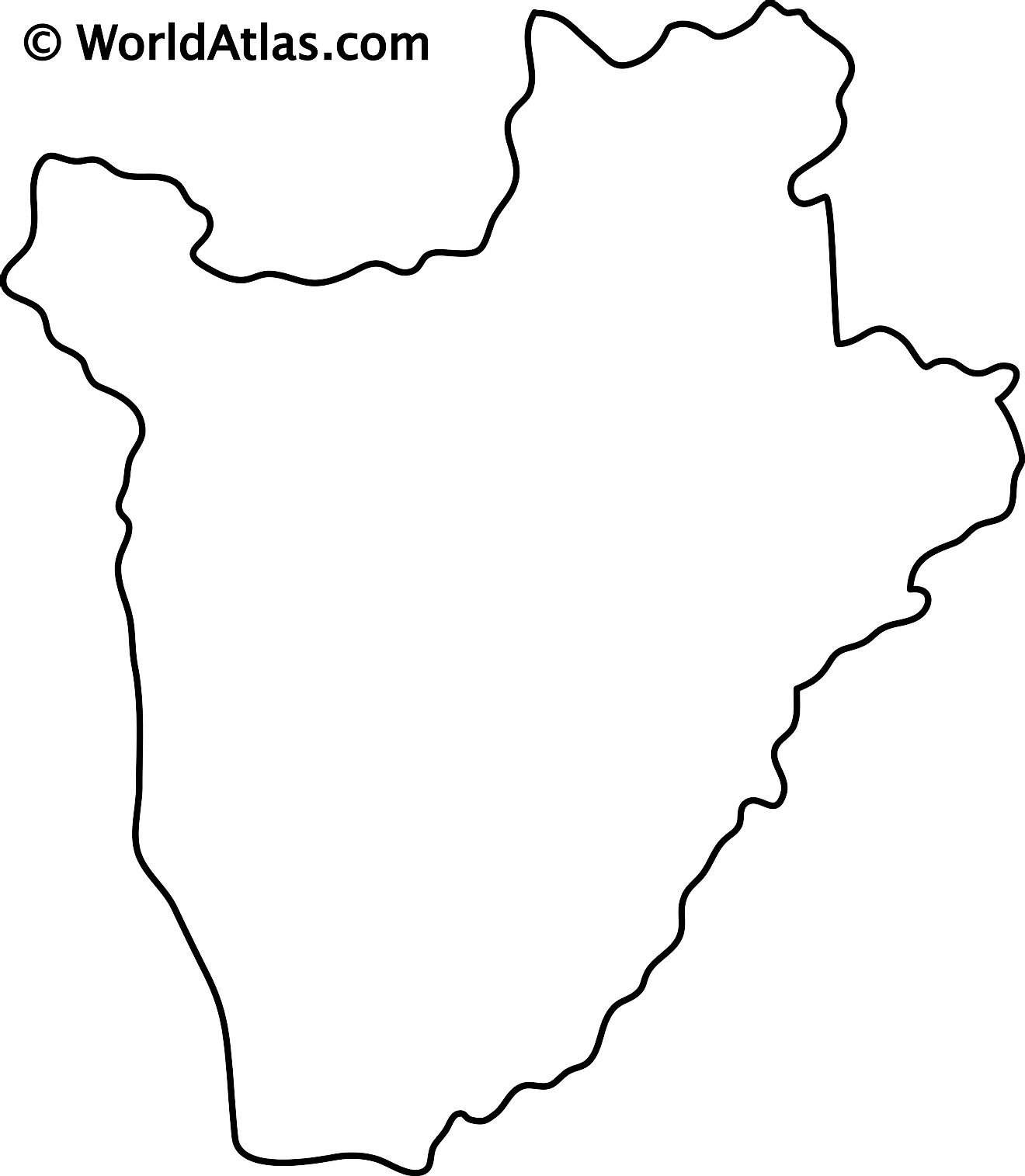 Mapa de contorno en blanco de Burundi