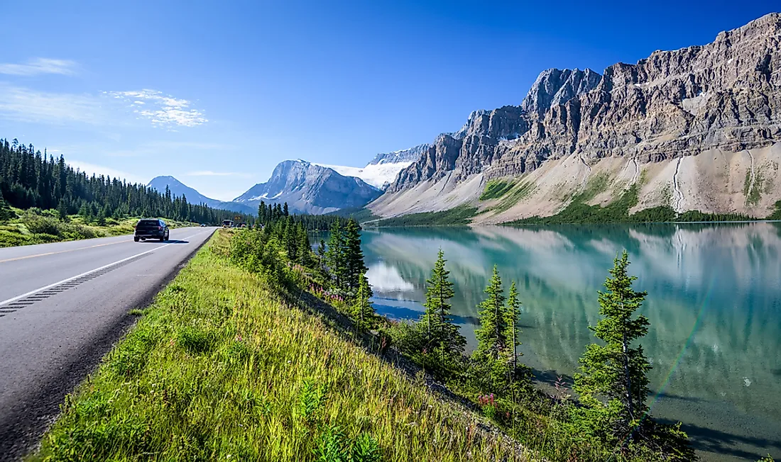 The mountain peaks of the Icefields Parkway, Alberta. 