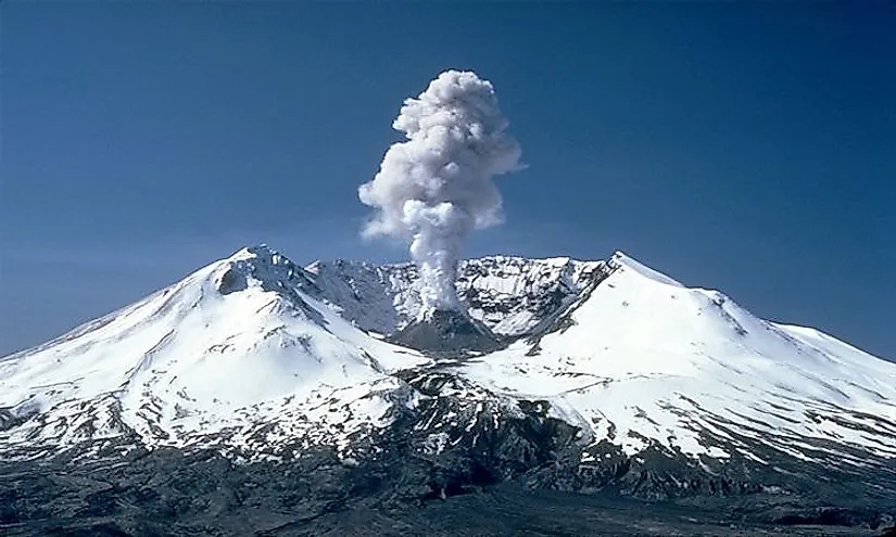 Mount St. Helens photographed during a 1982 eruption.