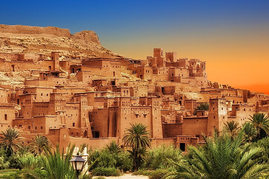 Kasbah Ait Ben Haddou, located in the Atlas Mountains of Morocco, is a World Heritage Site.