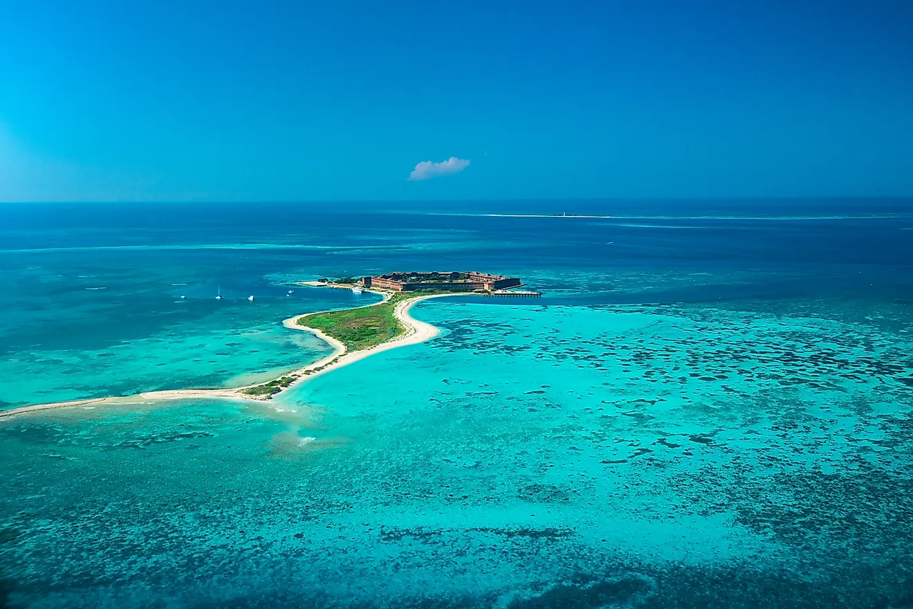 Aerial view of Dry Tortugas National Park, Fort Jefferson, Florida.