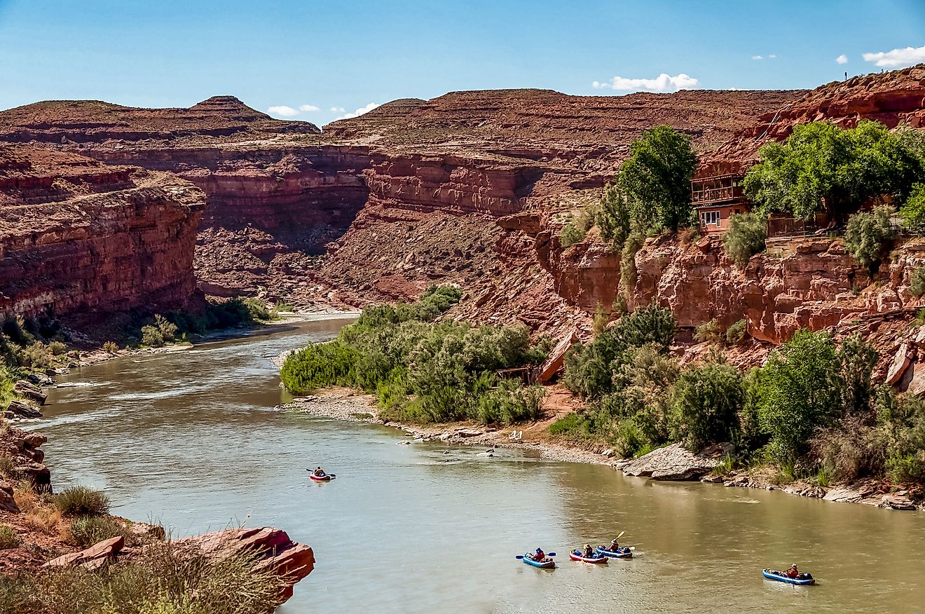 Canoeing on the San Juan River near Goosenecks State Park, Utah.