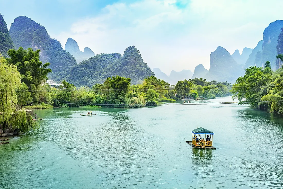 Yangshuo, Guangxi and its unique karst landscape. 