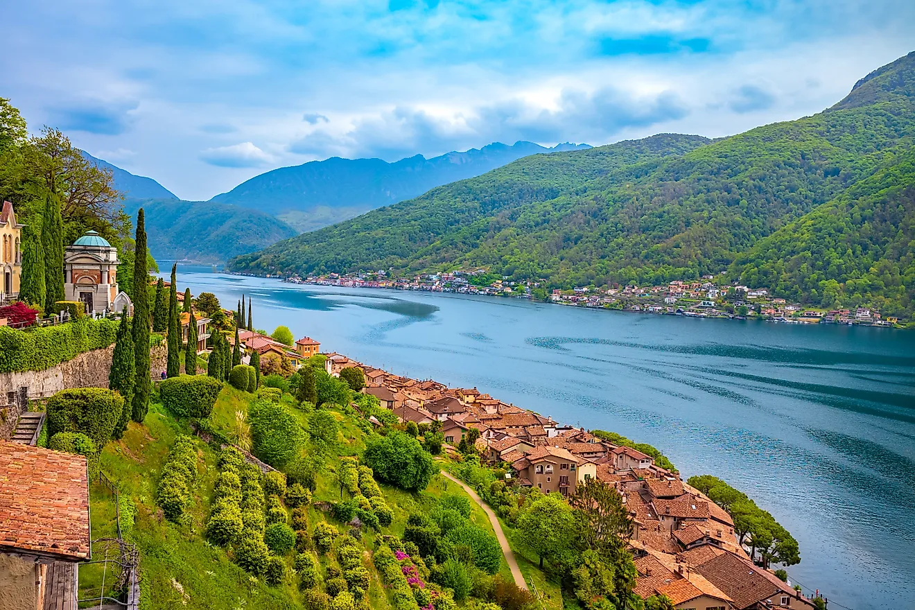 Morcote on the shores of Lake Lugano in Switzerland.