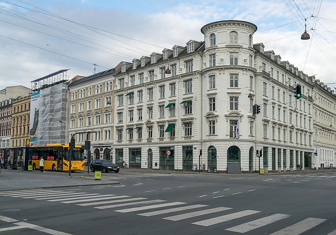 Vehicles stopped at a traffic crossing in Copenhagen. Residents of Denmark are the most likely to follow the law. Editorial credit: Steven Liveoak / Shutterstock.com.