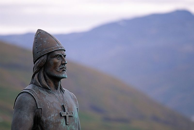 This statue of Leif Erikson stands in Greenland, the land where many of his adolescent years were spent.