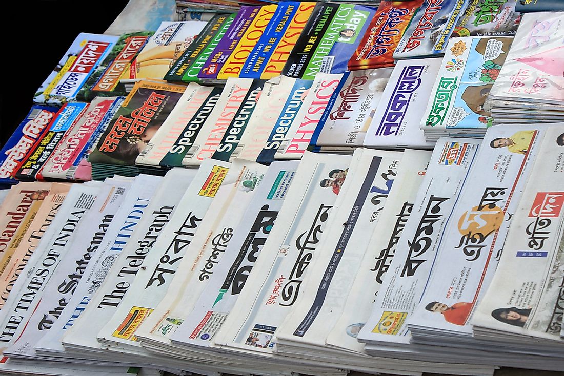 Newspapers for sale in India. Editorial credit: Anubhab Roy / Shutterstock.com.