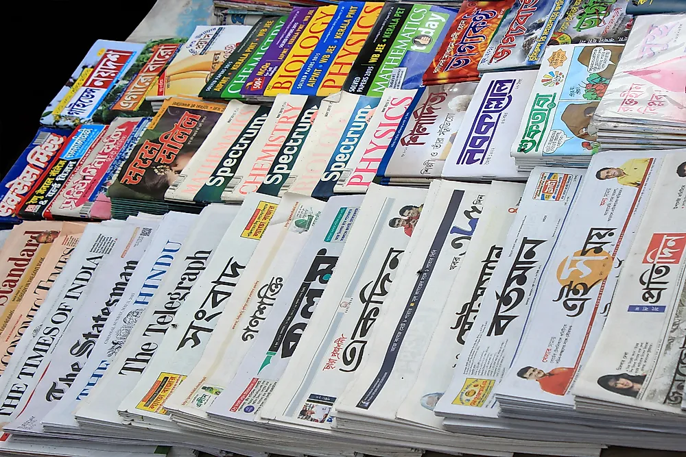 Newspapers for sale in India. Editorial credit: Anubhab Roy / Shutterstock.com.