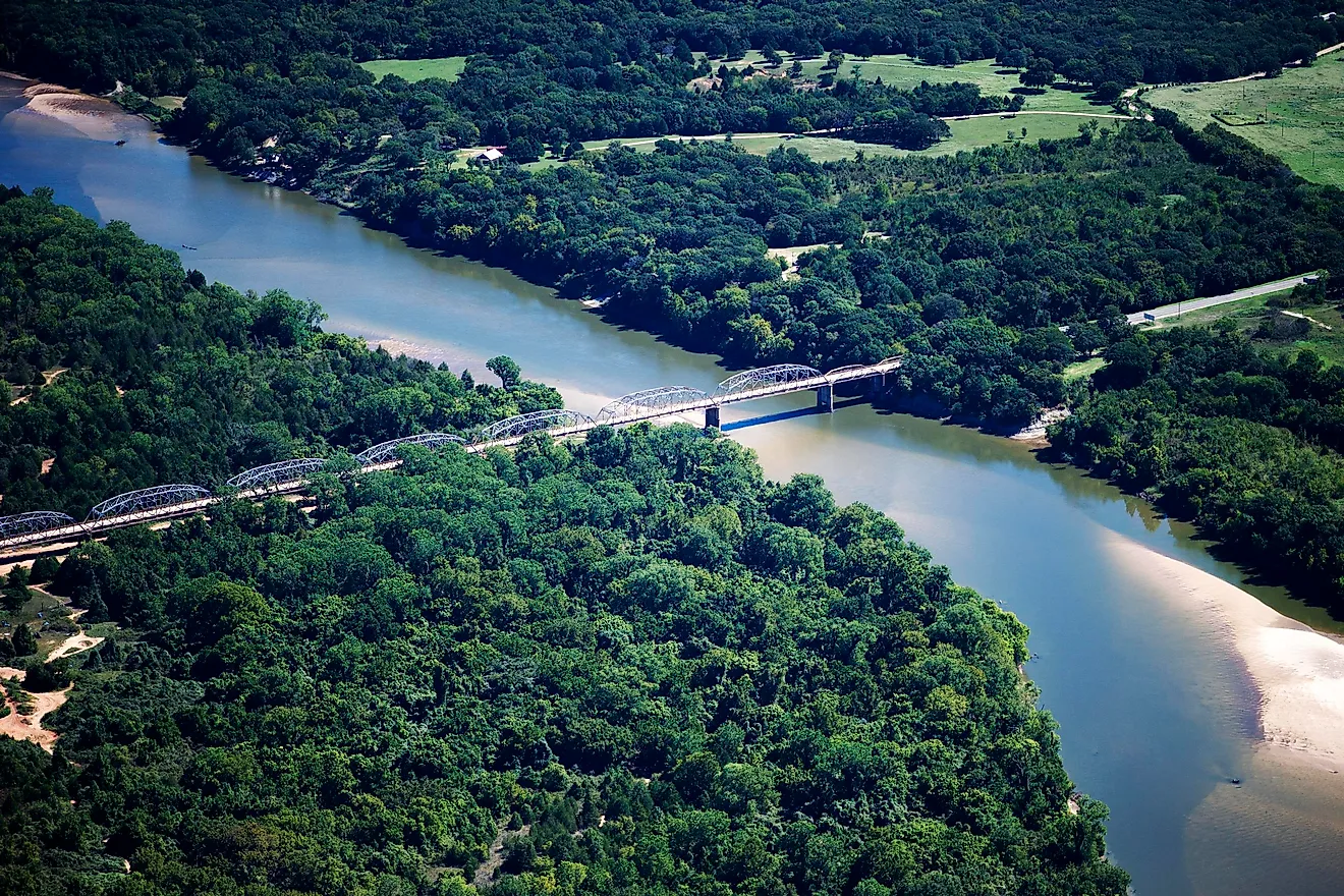 A Bridge On The Red River Between the US States of Texas and Oklahoma