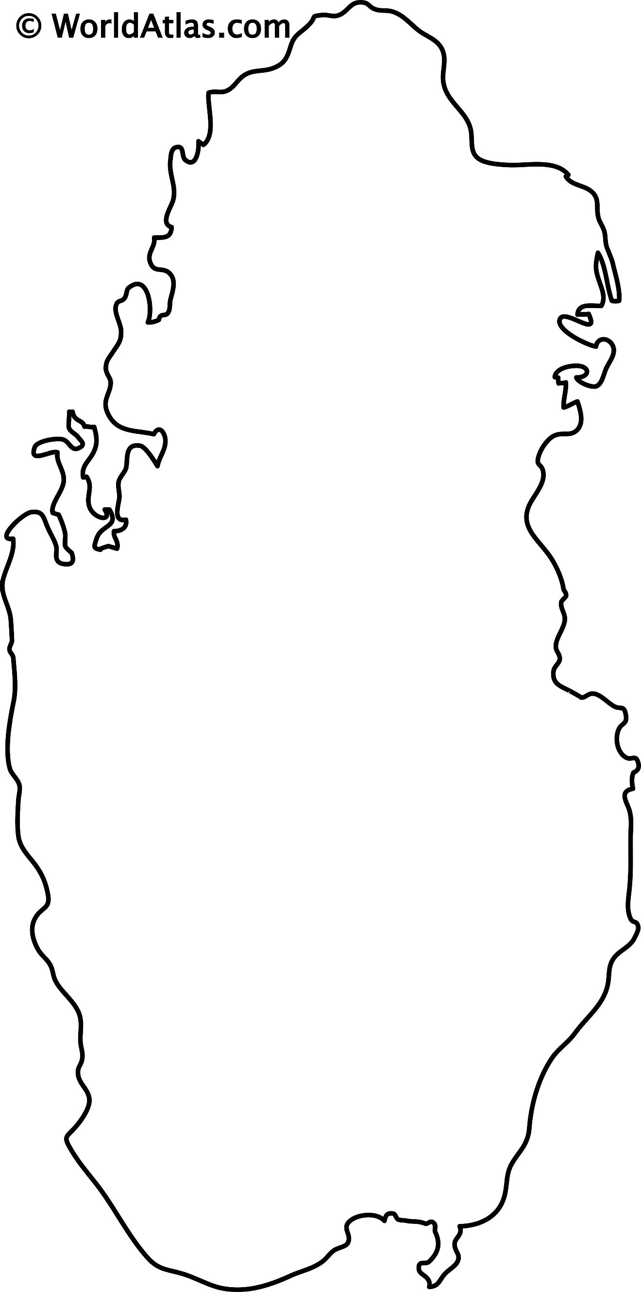 Blank Outline Map of Qatar