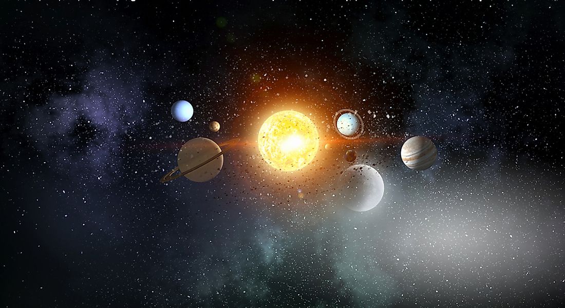 A 3D rendering of the Solar System. 