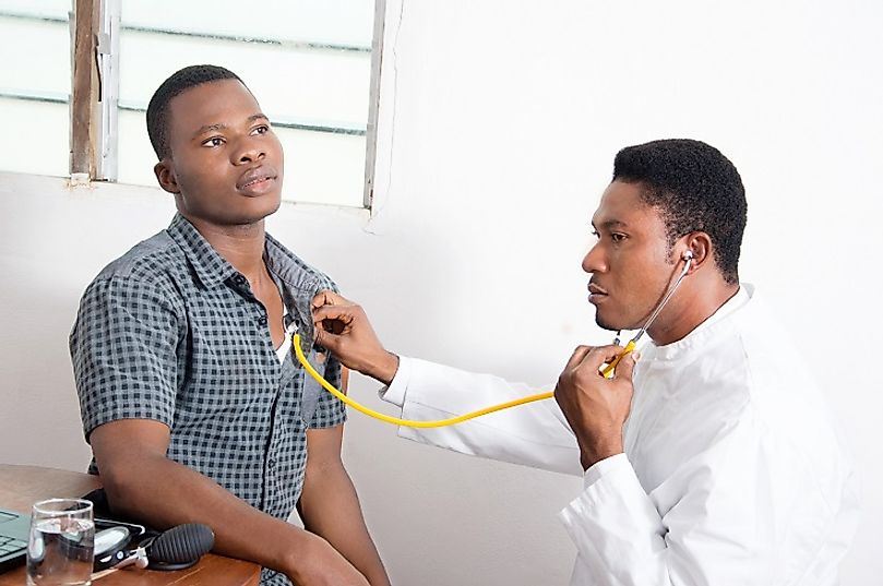 A Beninese doctor attends to a patient. With a scarcity of medical resources, it is thought that diabetes often goes underdiagnosed in Benin and much of Africa.