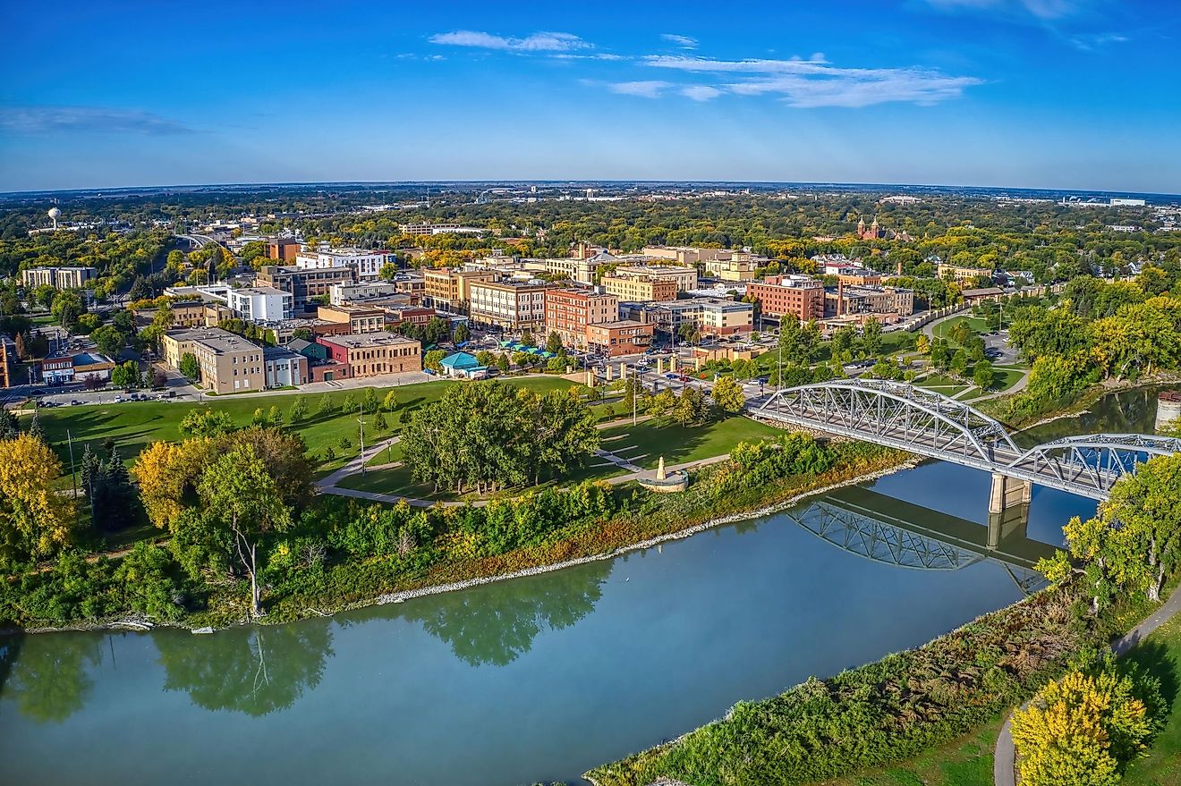 Aerial View of Grand Forks, North Dakota in Autumn