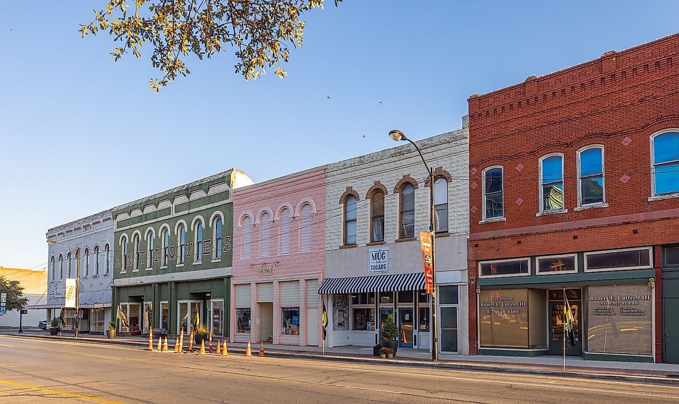 Cleburne, Texas: The old business district on Chambers Street, via Roberto Galan / Shutterstock.com