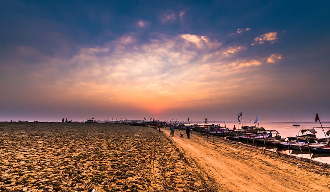 Banks of the confluence of the Ganges and Yamuna rivers.