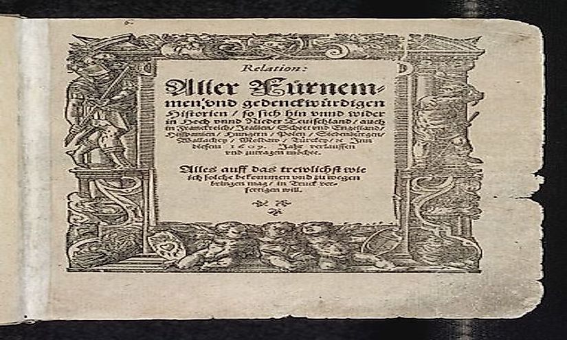 The title page of the Relation aller Furnemmen und gedenckwurdigen Historien